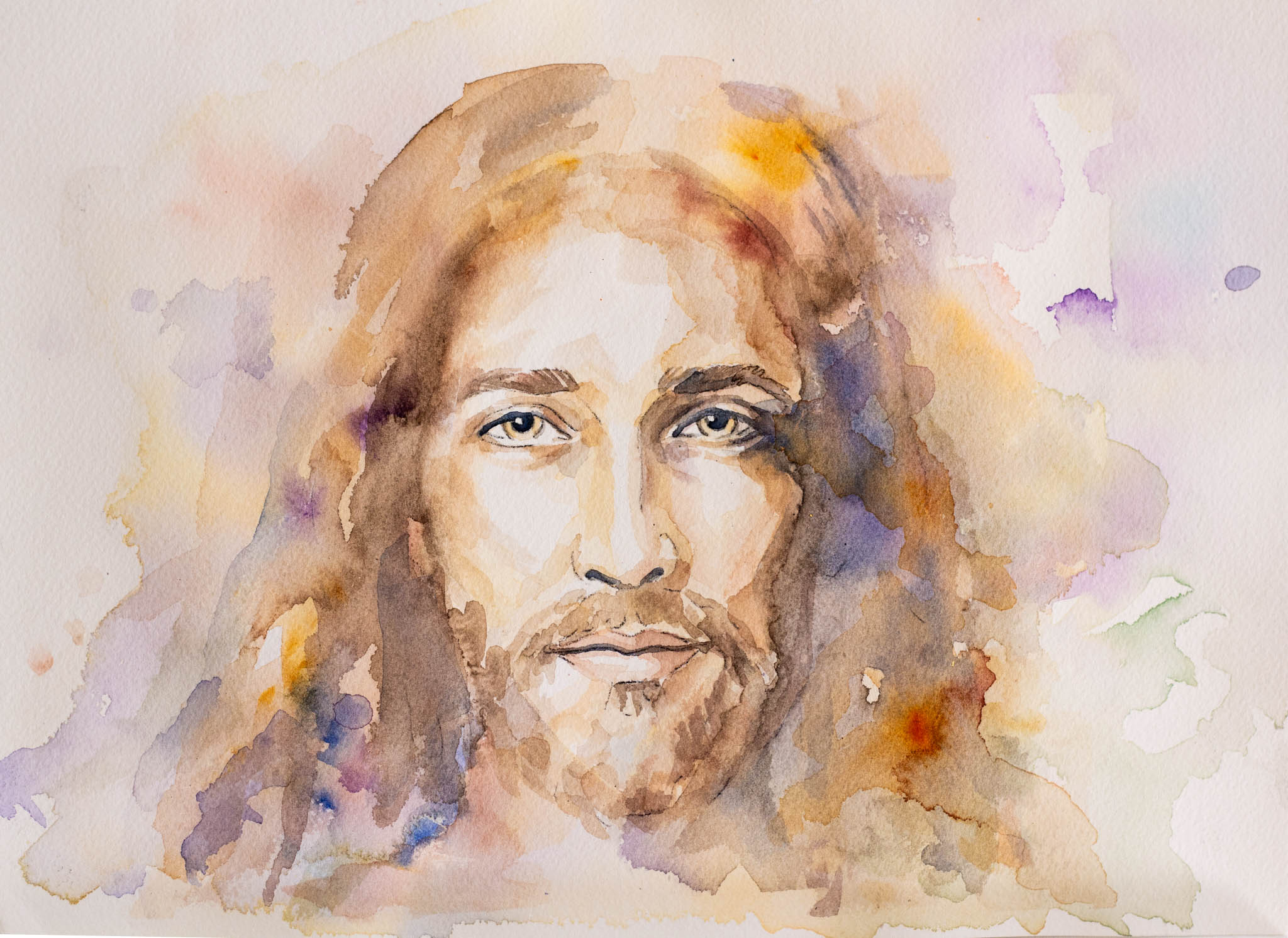 Jesús Abstracto Acuarela Original